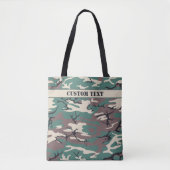Grüne Camouflage aus Holz mit Text Tasche (Vorderseite)