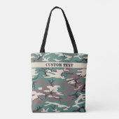 Grüne Camouflage aus Holz mit Text Tasche (Rückseite)