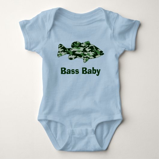 Grüne Camouflage-Bass-Fischen Baby Strampler (Vorderseite)