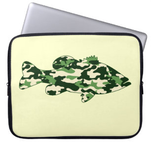 Grüne Camouflage-Bass-Fischen Laptopschutzhülle