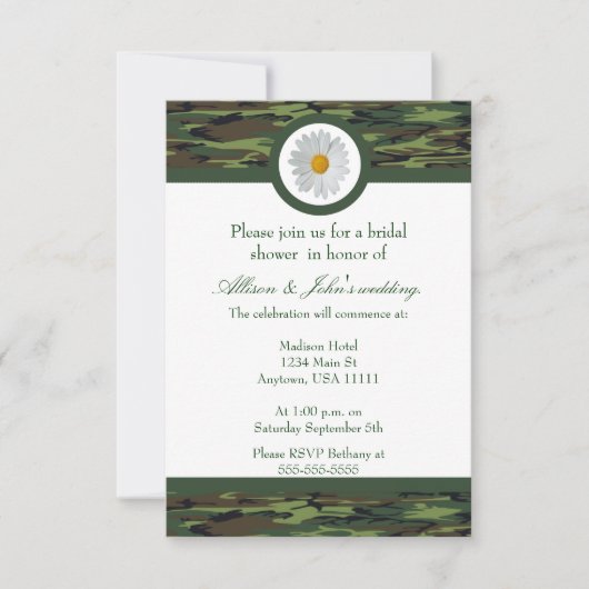 Grüne Camouflage Brautdusche Einladung (Vorderseite)