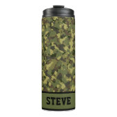 Grüne Camouflage Cooler Rauschname Personalisierte Thermosbecher (Vorderseite)