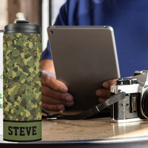 Grüne Camouflage Cooler Rauschname Personalisierte Thermosbecher