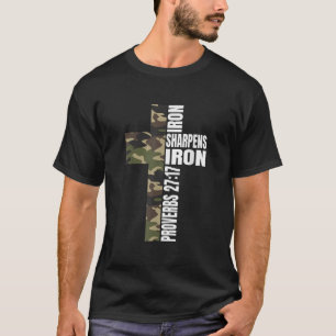 Grüne Camouflage Eisen Sharpens Eisen Christlich V T-Shirt