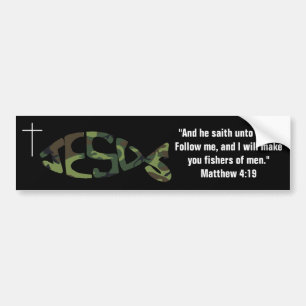 Grüne Camouflage Gemustert JESUS Fischsymbol Stick Autoaufkleber