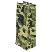 Grüne Camouflage Geschenktüte Für Weinflaschen (Rückseite Schrägansicht)