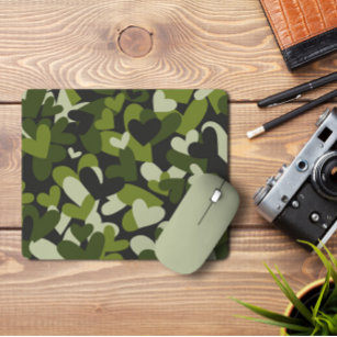Grüne Camouflage Herz   Camouflage Hearts Mousepad