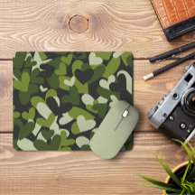 Grüne Camouflage Herz | Camouflage Hearts Mousepad