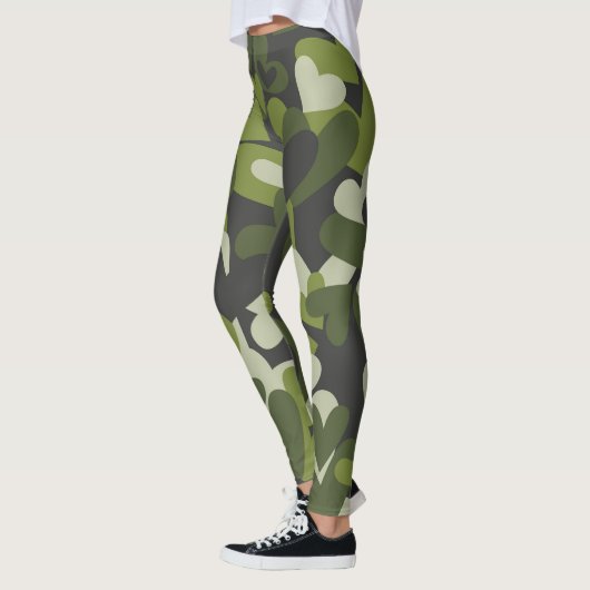 Grüne Camouflage Herz Gemustert | LEGGINGS (Links)