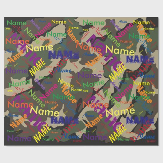 Grüne Camouflage Hinzufügen eines Namens für benut Geschenkpapier (Flach)