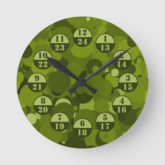 Grüne Camouflage Militärzeit Runde Wanduhr (Vorderseite)