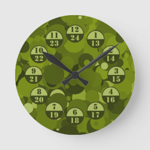 Grüne Camouflage Militärzeit Runde Wanduhr