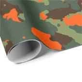 Grüne Camouflage mit Sicherheitssäule Orange Geschenkpapier (Rolleneckpunkt)