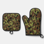 Grüne Camouflage Ofenhandschuh & Topflappen-Set (Vorderseite)