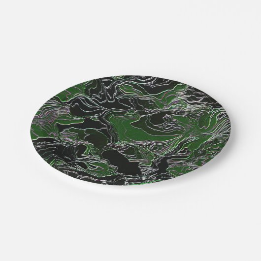 Grüne Camouflage Pappteller (Schrägansicht)
