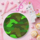 Grüne Camouflage Pappteller (Party)