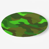 Grüne Camouflage Pappteller (Schrägansicht)