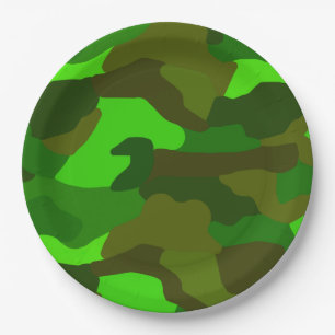 Grüne Camouflage Pappteller