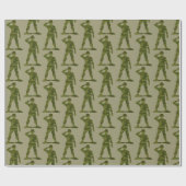 Grüne Camouflage Saluting Soldiers Pattern Geschenkpapier (Flach)