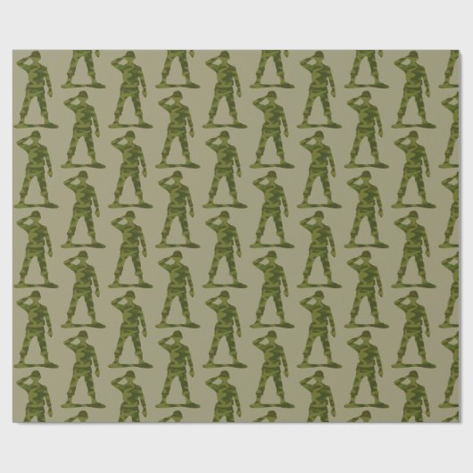 Grüne Camouflage Saluting Soldiers Pattern Geschenkpapier (Flach)