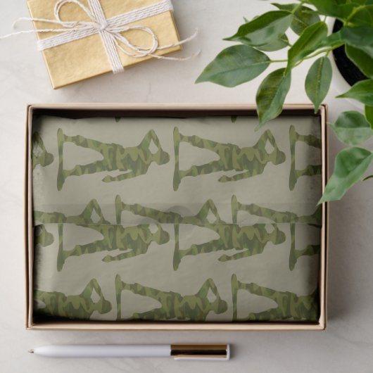 Grüne Camouflage Saluting Soldiers Pattern Seidenpapier (Geschenk)