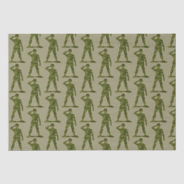 Grüne Camouflage Saluting Soldiers Pattern Seidenpapier