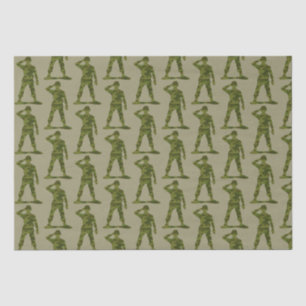 Grüne Camouflage Saluting Soldiers Pattern Seidenpapier