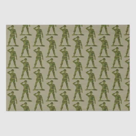 Grüne Camouflage Saluting Soldiers Pattern Seidenpapier (Vorderseite)