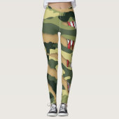 Grüne Camouflage, Tigermuster, Tätowierflagge in d Leggings (Vorderseite)