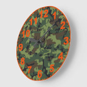 Grüne Camouflage-Uhr mit Zahlen Große Wanduhr (Winkel)