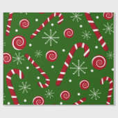 Grüne Candy Cane & Swirl Weihnachtspapier Geschenkpapier (Flach)