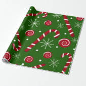 Grüne Candy Cane & Swirl Weihnachtspapier Geschenkpapier (Ungerollt)