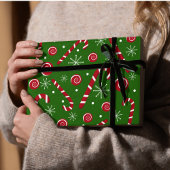 Grüne Candy Cane & Swirl Weihnachtspapier Geschenkpapier