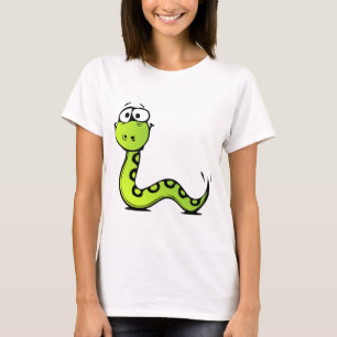 Grüne Cartoon-Schlange T-Shirt