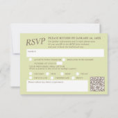 Grüne Catkins Aquarell Hochzeit QR-Code RSVP Karte (Rückseite)