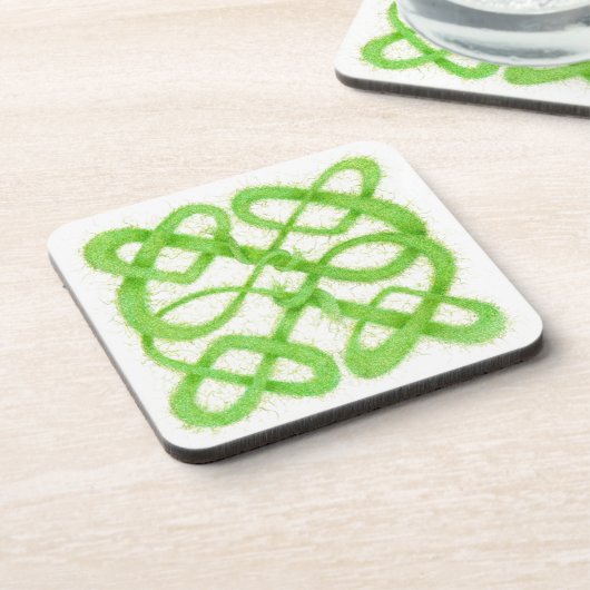 GRÜNE CELTISCHE KNOT-Hartkunststoff-Untersetzer Getränkeuntersetzer (Linke Seite)