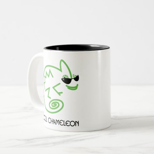 Grüne Chamäleon-Tasse Zweifarbige Tasse (Vorderseite Links)