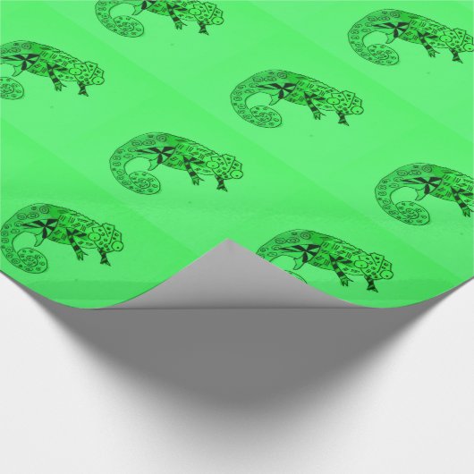 Grüne Chamäleonfarbe Geschenkpapier (Ecke)