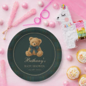 Grüne Check Polo Teddybär-Baby-Party Pappteller (Party)