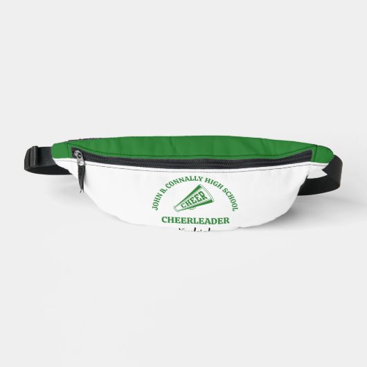 Grüne Cheerleaderin personalisierte High School Bauchtasche (Vorderseite)
