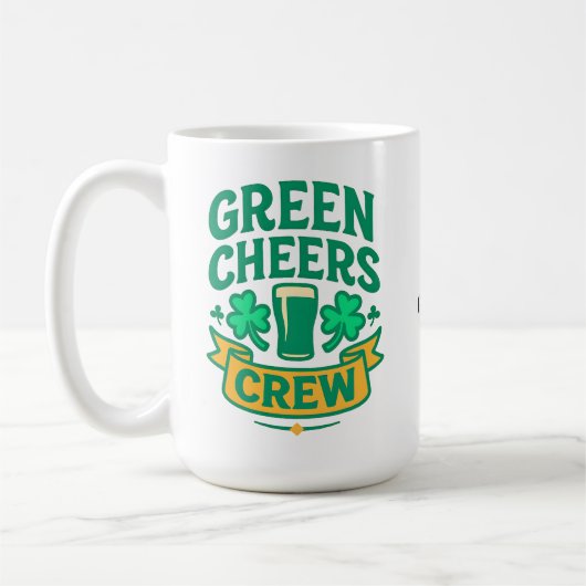 Grüne Cheers-Crew Lustige St. Patrick's Day-Feier Kaffeetasse (Links)