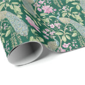 Grüne Chinoiserie Pfaue Paradies Geschenkpapier (Rolleneckpunkt)