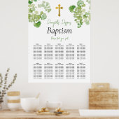 Grüne Christening Taufen Seating Chart Poster (Küche)