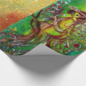 GRÜNE CHRISTMAS FAIRE,GOLD GLITZERN,FLORALLE WIRBE GESCHENKPAPIER (Ecke)