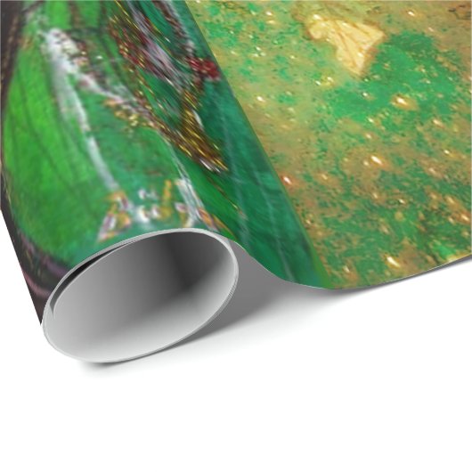 GRÜNE CHRISTMAS FAIRE,GOLD GLITZERN,FLORALLE WIRBE GESCHENKPAPIER (Rolleneckpunkt)