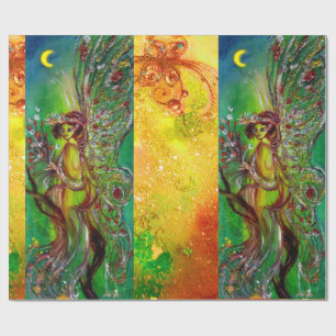 GRÜNE CHRISTMAS FAIRE,GOLD GLITZERN,FLORALLE WIRBE GESCHENKPAPIER