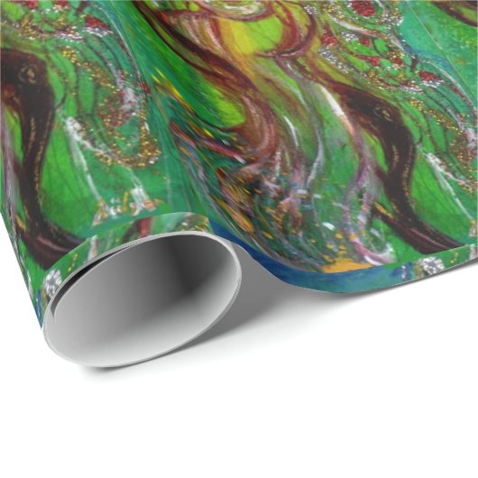 GRÜNE CHRISTMAS FAIRE,GOLD GLITZERN IM MONLIGHT GESCHENKPAPIER (Rolleneckpunkt)