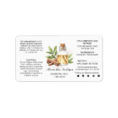 Grüne Cinnamon Essential Oils Aquarell Adressaufkleber (Vorne)