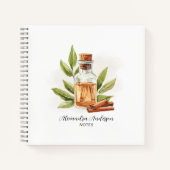 Grüne Cinnamon Essential Oils Aquarell Notizblock (Vorderseite)
