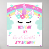 Grüne Cloud Unicorn Begrüßungszeichen Poster (Vorne)